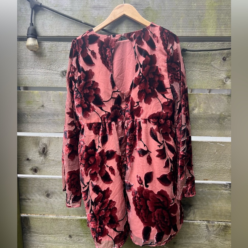 Anthropologie Hutch Mini Floral Velour Baby Doll Dress Boho Bohemian Hippie - Picture 5 of 8